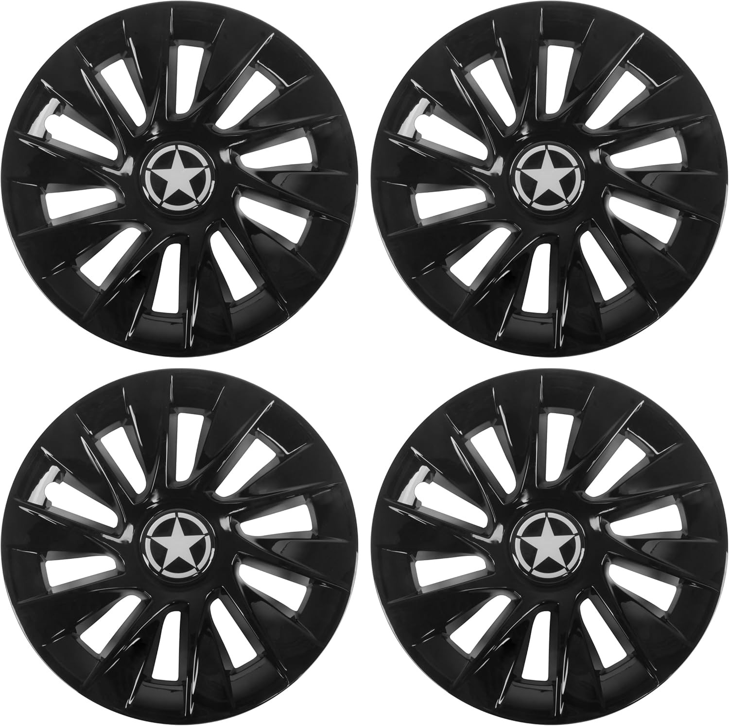 Cart Hub Caps For Ezgo Club Car Yamaha, Set Of 4, Glossy Black