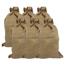 6 Pieces Large Burlap Sacks, Jute Potato Storage Bags, Reusable Vegetable Rac...