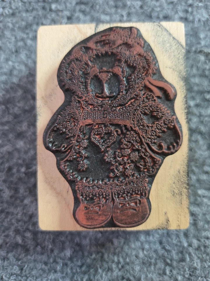 Vestido de oso de peluche PSX F599 sello de goma 1990 Wood Country Foto 3 de 3