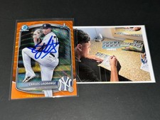 Carlos LaGrange Yankees Signed 2025 1st Bowman Chrome Orange Wave Refractor