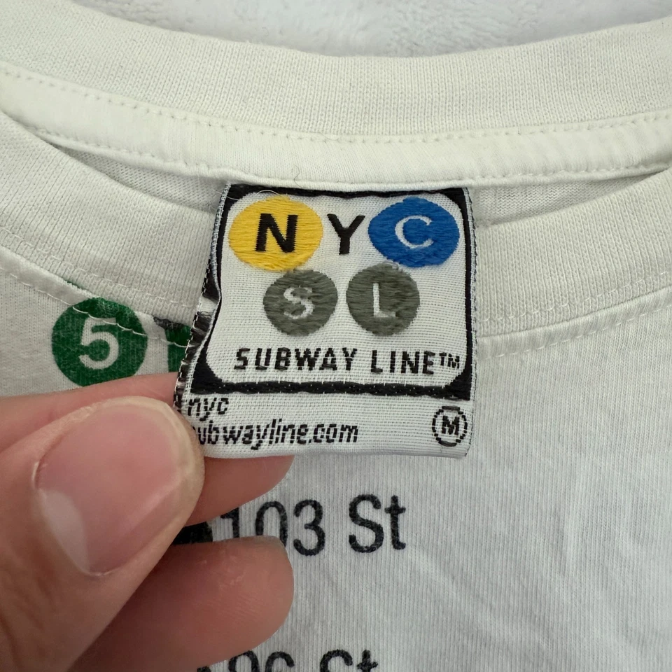 Camiseta vintage del metro de Nueva York para hombre M blanca mapa del metro estampado por todas partes Foto 2 de 4