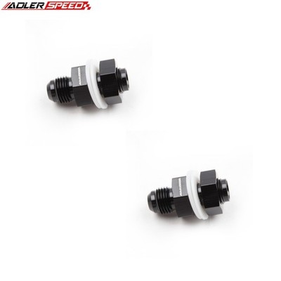 US SHIP 2PCS Aluminum Fuel Cell Tank Adapter -6AN AN6 6AN Bulkhead Fitting Black
