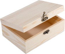 Unfinished Wood Box with Hinged Lid, 7.1 X 5.1 X 2.8 In