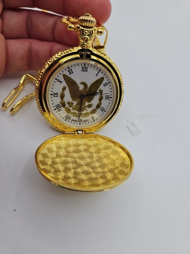 Schöne goldfarbene American Eagle Taschenuhr - Bild 4 von 7