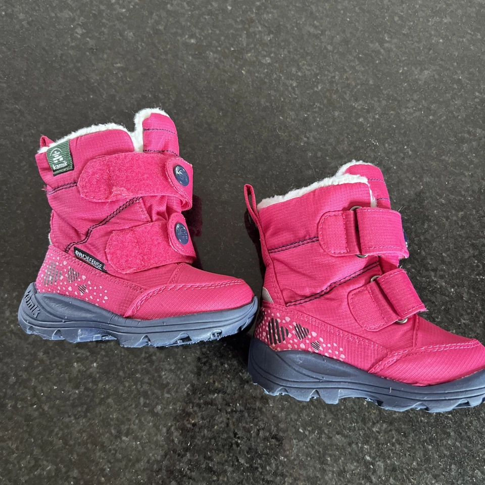 Kamik Boots Size 6 Girls Toddler Winter Waterproof Sherpa Lined Warm Hiking Pink - Image 2 of 4