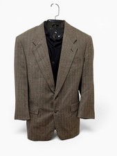 Vintage Monsieur Givenchy Herringbone Blazer Mens 44 Brown Tweed Wool Sport Coat