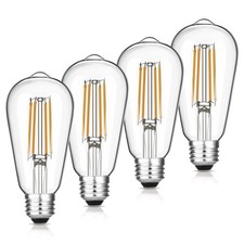 ST19 Vintage LED Edison Bulbs, 60W Eq, Dimmable, Warm White 2700K, 4-Pack