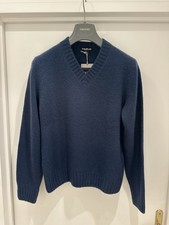 Tom Ford NWT V-Neck Sweater Size 38 / 48 Cashmere and Silk Blue RRP 2499 