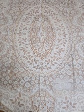 Beautiful Elegant Vintage Quaker Lace Scranton Tablecloth 83" x 70" Florals
