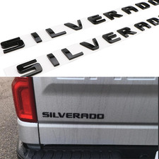 2pcs 3d Gloss Black For Silverado Door Badge Nameplate Letters Emblem