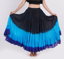 Women's Casual Cotton Skirt 12 yard 3 Color Black Cerulean Blue Long Maxi Skirt