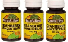3 Pack Nature's Blend Cranberry Concentrate Soft Gels, 500 mg, 60 Ct