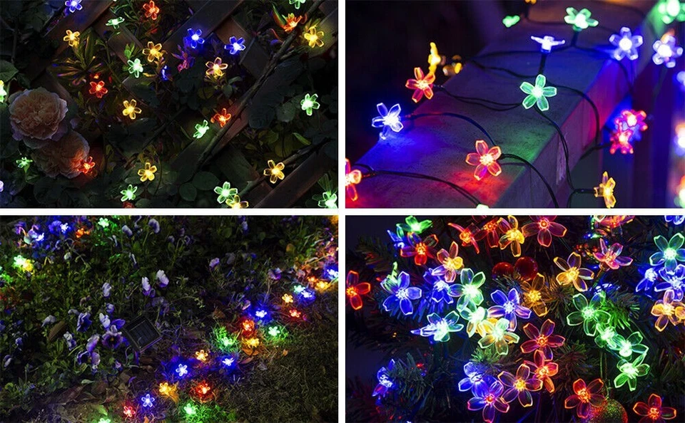 Cadena de luces solares LED de 50 pies 100 al aire libre jardín fiesta boda Navidad hadas lámpara Foto 4 de 4