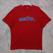 J. Crew Shirt Mens Large Red SNOW Beanie Cap S/S Tee T Shirt Made In USA