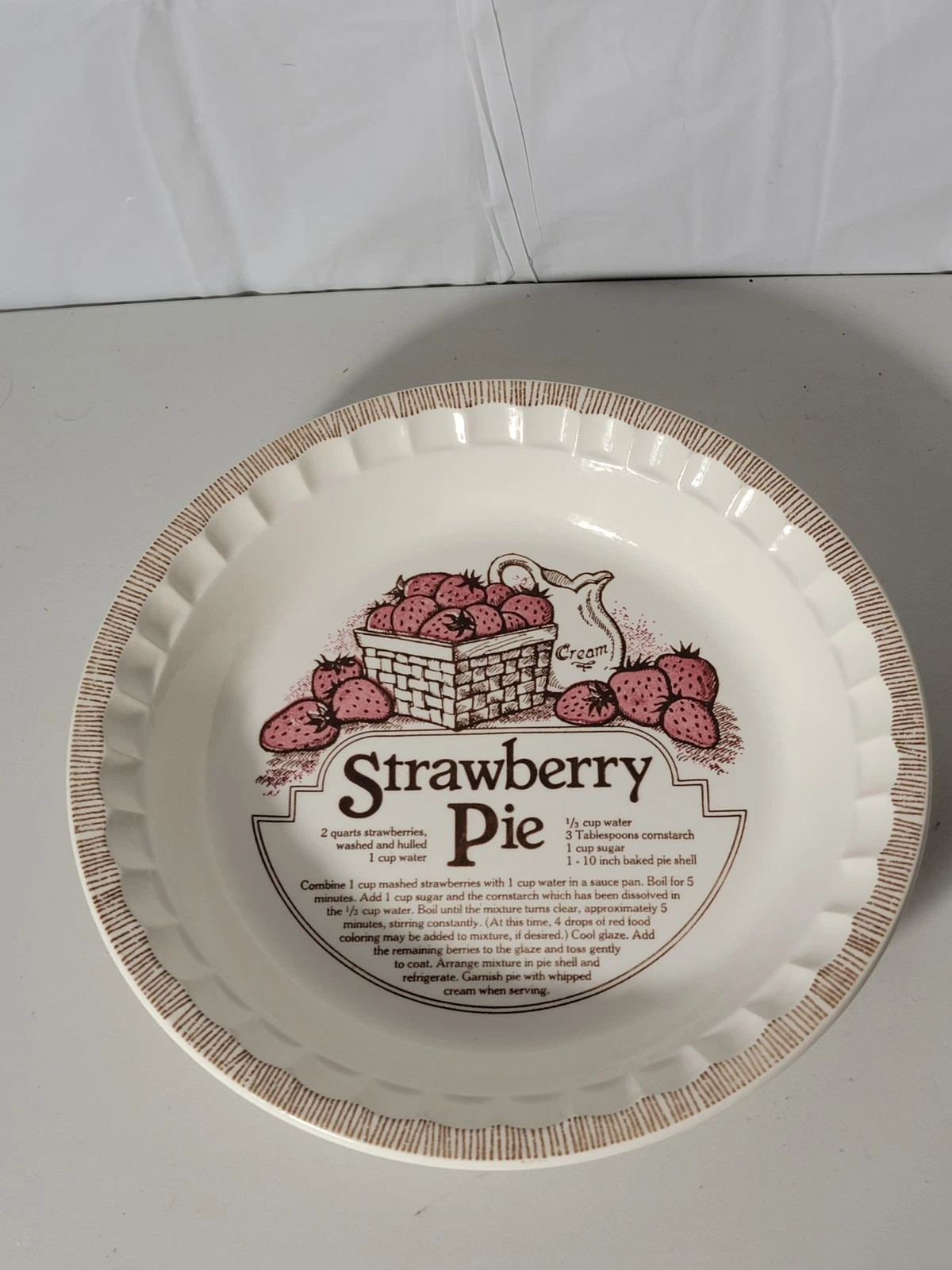 Vintage Royal China By Jeannette Country Strawberry Pie Baker Plate W/Recipe