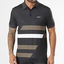 HUGO BOSS 149 Mens Paddy Tape Print Regular Fit Stretch Short Sleeve Polo Shirt