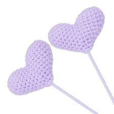 2Pcs Crochet Flower Heart Handmade Knitted Bouquet Purple