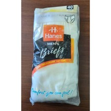 VTG Hanes Mens Briefs Sz 40 100 Cotton 3 Pair Tighty Whities USA NOS 1997