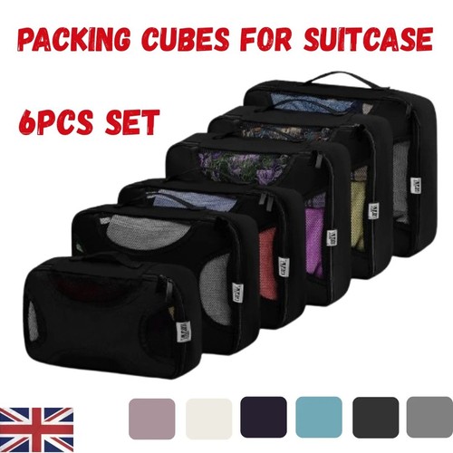 Packing Cubes for Suitcase 6 Colours Travel Organiser Set, 6 Pieces Lightweight