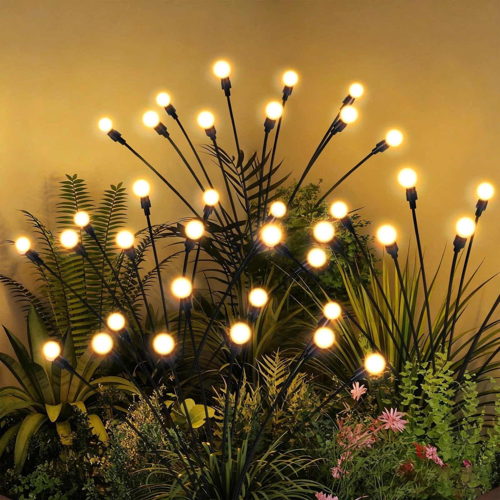 Solar Garden Lights, LED Swaying Solar Lights Outdoor Waterproof, Warm White ...