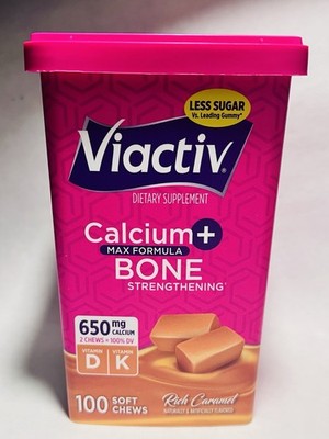Viactiv Calcium Supplement Soft Chews, Caramel (100CT) Vitamin D & K