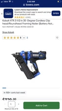 Kobalt 30 Degree Framing Nailer 24v KIT WITH  4.0 BATTERY AND CHARGER
