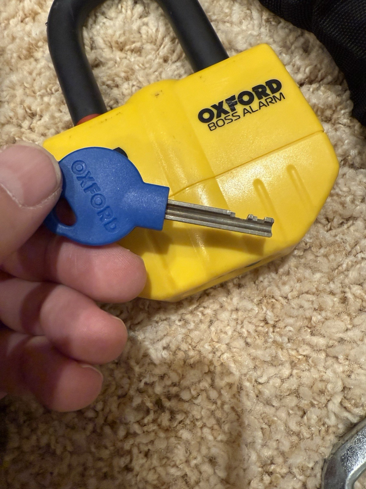 Oxford Boss Motorcycle Disc Lock Padlock Alarm with Oxford Chain