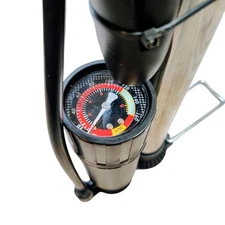 Portable Foot Activated Bike Pump w/ Pressure Gauge – Mini Floor Dual Valve Pump