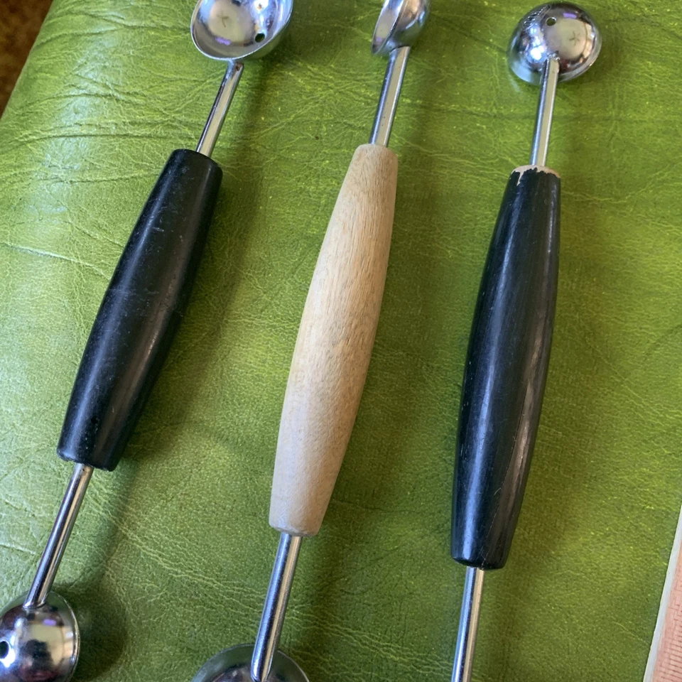 3 Bailarinas de Melón ECKO De Colección Doble Extremo 1" 3/4" Cuchara EKCO Hechas en EE. UU. MCM Foto 3 de 4