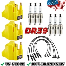 3x Ignition Coil DR39 & 6x Spark Plug & Wire Set For Buick Cadillac Chevrolet