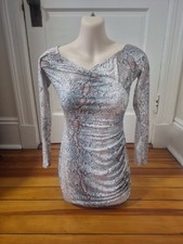 PrettyLittleThing Shape Taupe  Slinky Ruched Bardot  Dress Size 2 