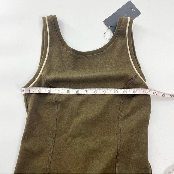 NWT ZARA Chocolate Brown Stretch Scoop Back Minimals Neutral Bodycon Midi Dress thumbnail 10