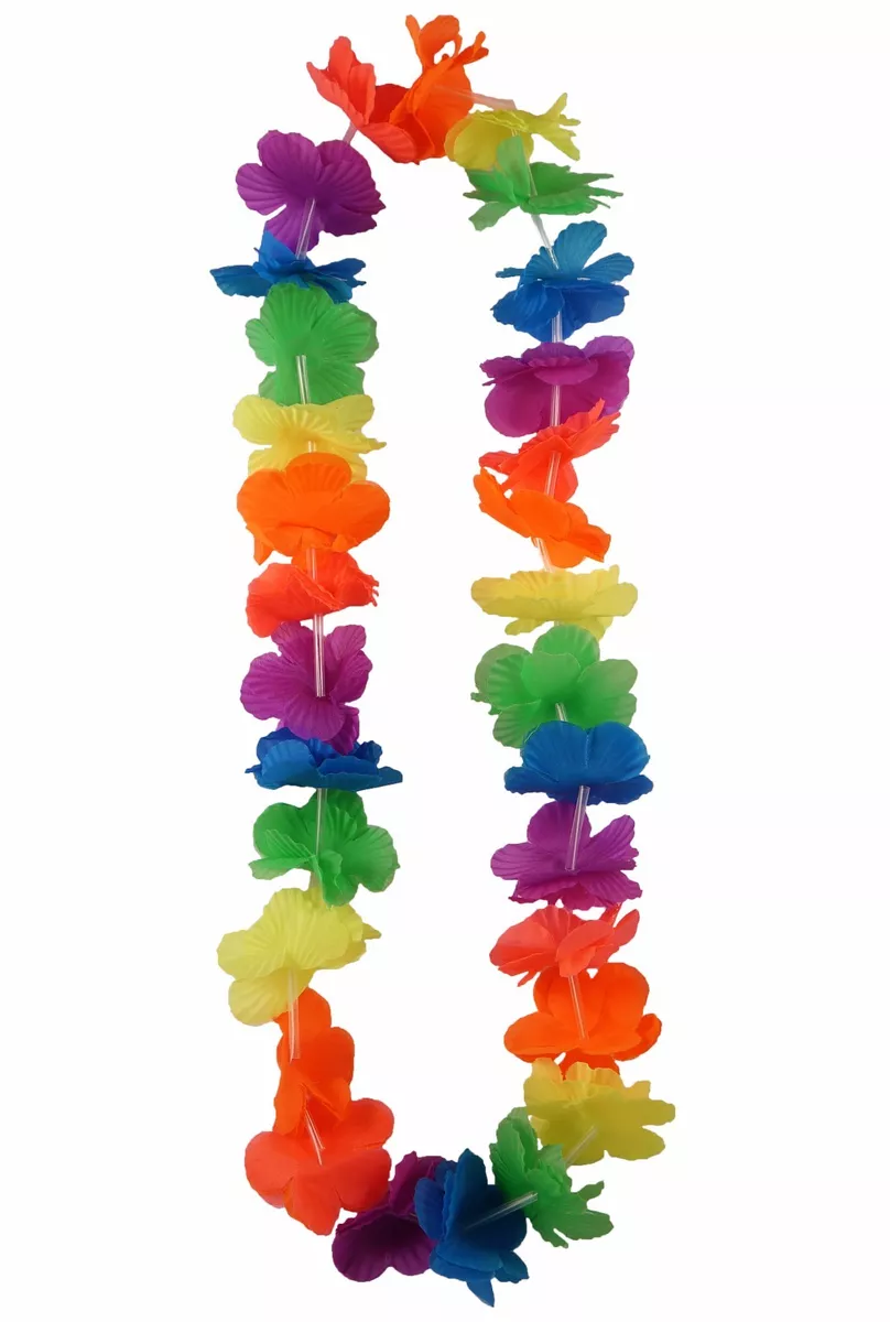 Neon Lei Flower Garland Necklace Hawaiian Tropical Beach Party