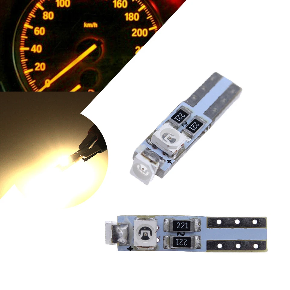 15 piezas T5 74 2721 3SMD Calibre Cluster TABLERO LED LUZ COCHE Ámbar 3000k Color Foto 2 de 4