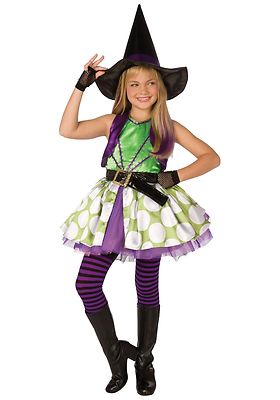 Youth Girl Costume- Green & Purple Polka Dot Witch Dress Costume Sz M  (8-10) NEW | eBay