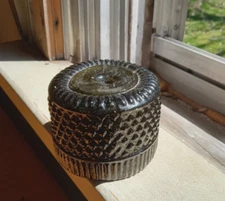 OPEN PONTIL LARGE SIZE 3 MOLD 1820s COVENTRY INKWELL McKEARIN GII-16 BLACKGLASS