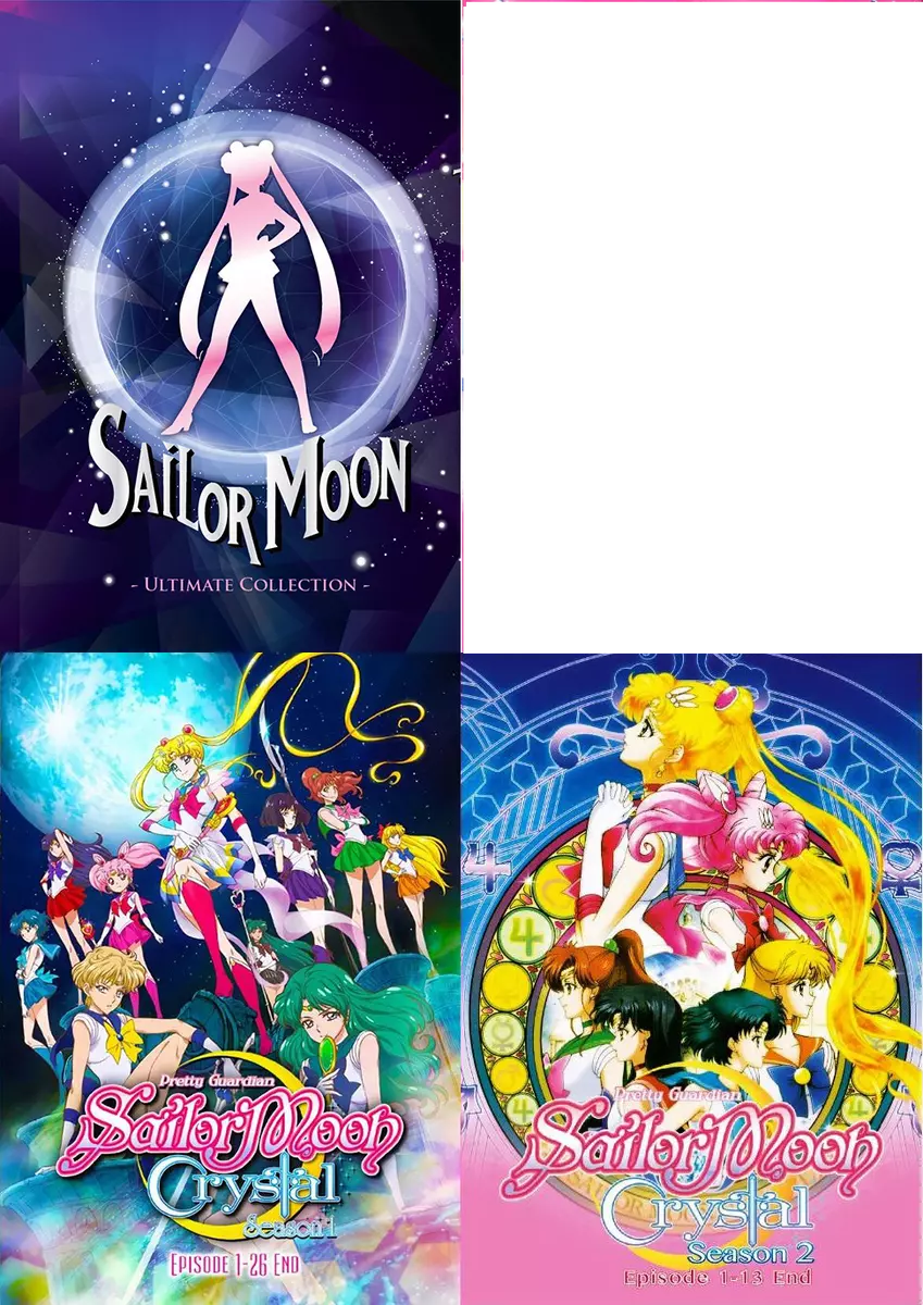 Sailor Moon (Season 1 2 3 4 5 + Crystal + 3 Movie) ~ All Region~ English  Version