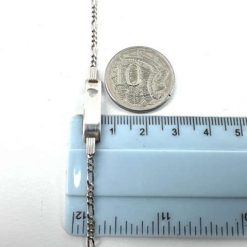925 Sterling Silver ID Bracelet W/ Love Heart - Figaro Link - 16cm - 5.5mm Wide - Picture 5 of 6