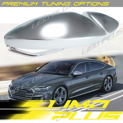 Matte Chrome Mirror Cover Caps for Audi C8 A6 S6 A7 S7 A8 W/O lane assist