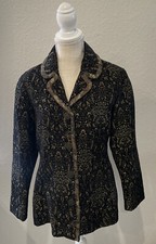 Chicos 169 Black Gold Lined Textured Evening Blazer Jacket Size 0 Looks New