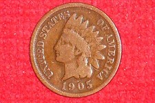 1905 Indian Head Penny, (121 Years Old), Antique, US Coin Collection.