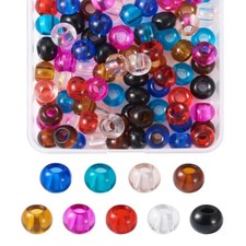 100Pcs Rondelle 9 Colors Glass European Large Hole Beads Crafts 14 15x10 10.5mm