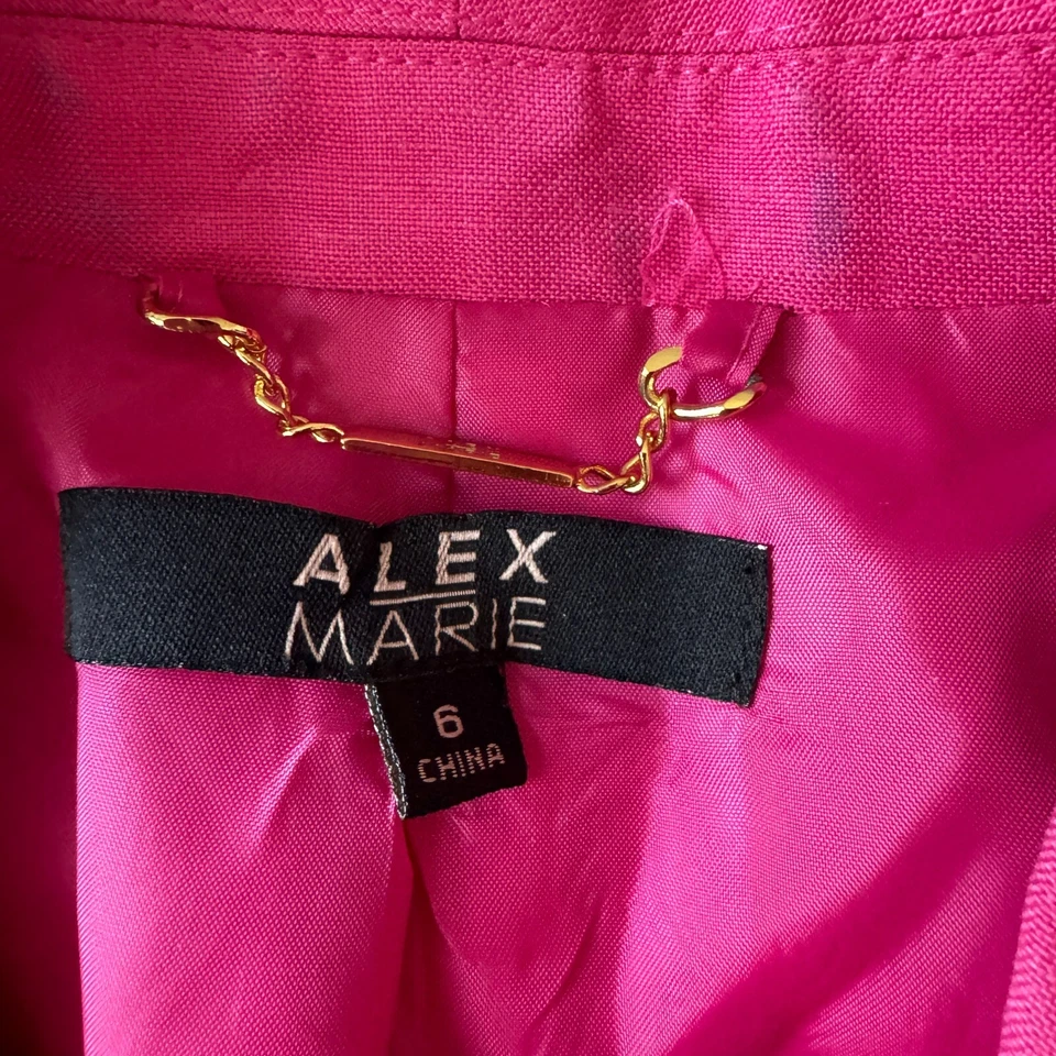 Alex Marie Jacket Womens 8 Hot Pink Blazer Linen Formal Work Office Preppy - Image 4 of 4