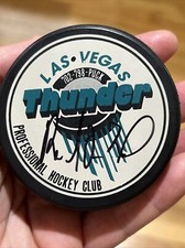 RADEK BONK LAS VEGAS THUNDER SIGNED AUTOGRAPHED VINTAGE HOCKEY PUCK IHL