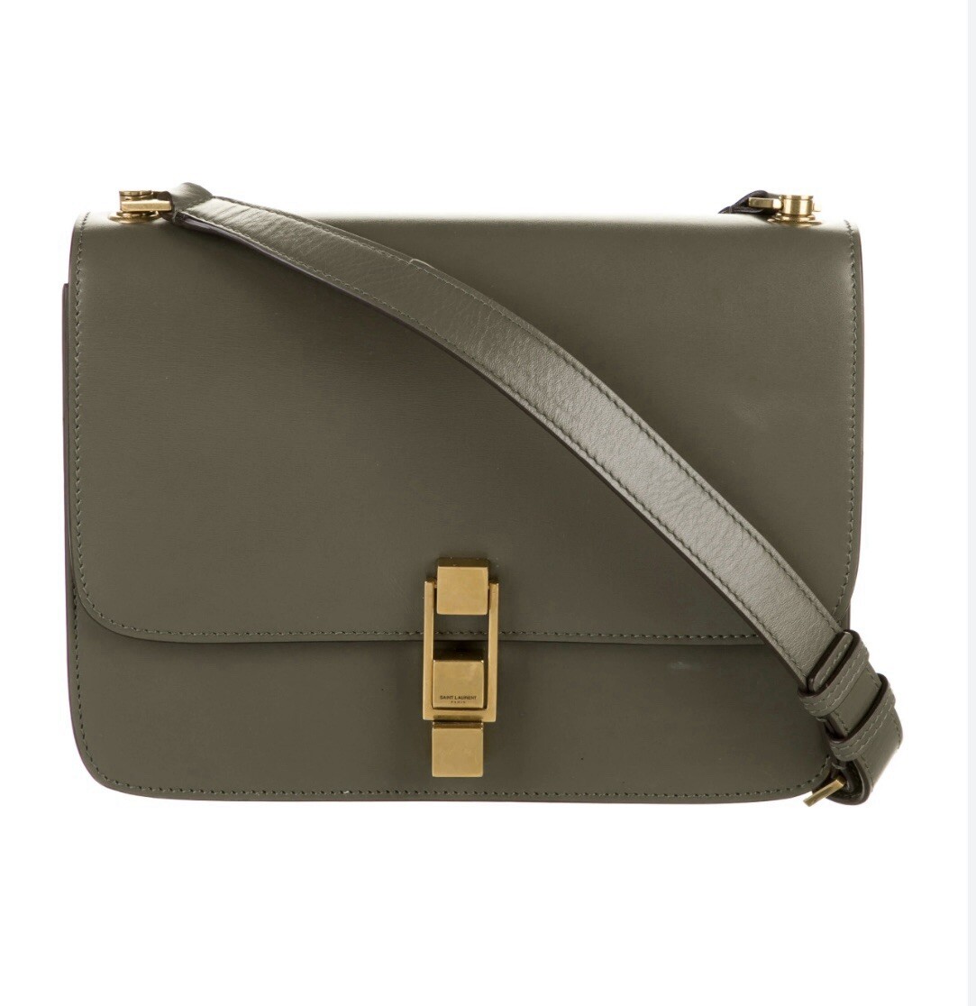 Borsa a tracolla Saint Laurent Le Carre in pelle da donna HTF verde autentica