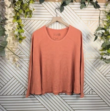 We The Free Coral Long Sleeve Thermal Knit Trapeze Swing Bottom Bohemian Top SM