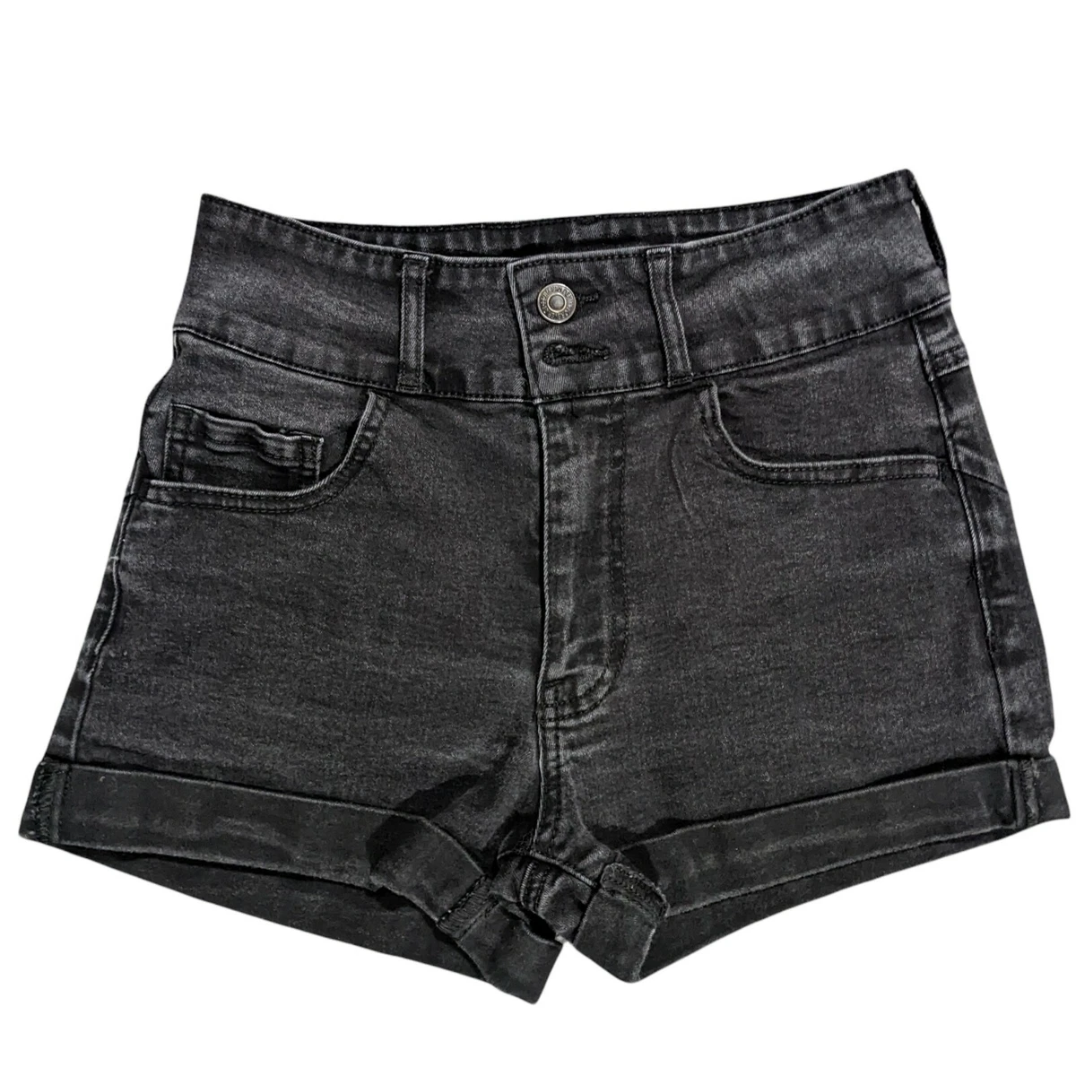 Short Taille Haute Forever 21 Femme - Noir Déchiré 28 Pouces - Jean Coton Stretch