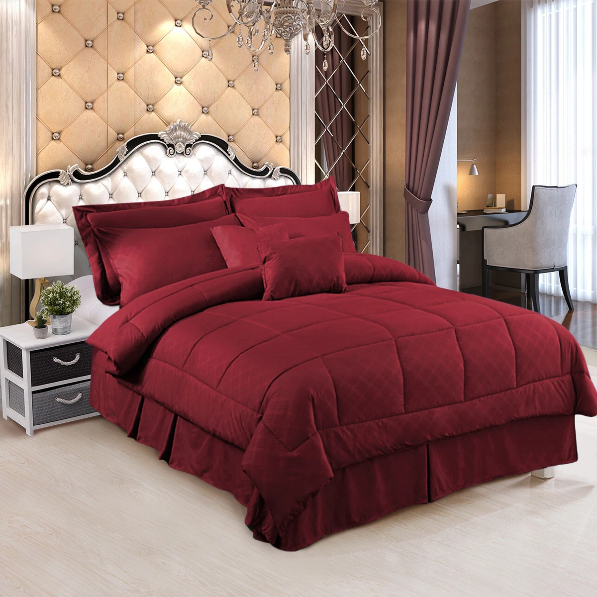 10 Piece Comforter Set Soft Bed in a Bag Comforter Bedding Set Queen King Cal K