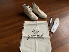 NUEVO Zapatos Grounded People LEE W9 Beige Bolsa de Polvo Alta Libre de Crueldad Eco Vegano