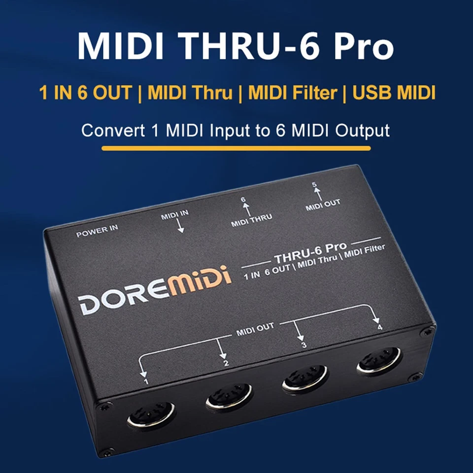 DOREMiDi USB MIDI Interface 1-in 6-out Wired Transmission MIDI Splitter 5-pin - Image 4 of 4